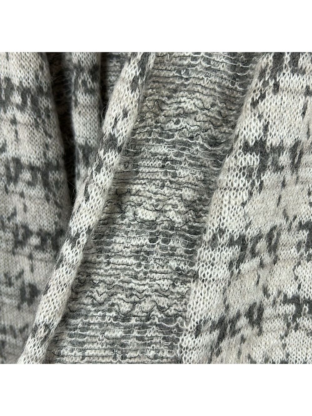 Cynthia Rowley Alpaca Blend Houndstooth Open Front Cardigan Sweater Medium Grey - Picture 9 of 13